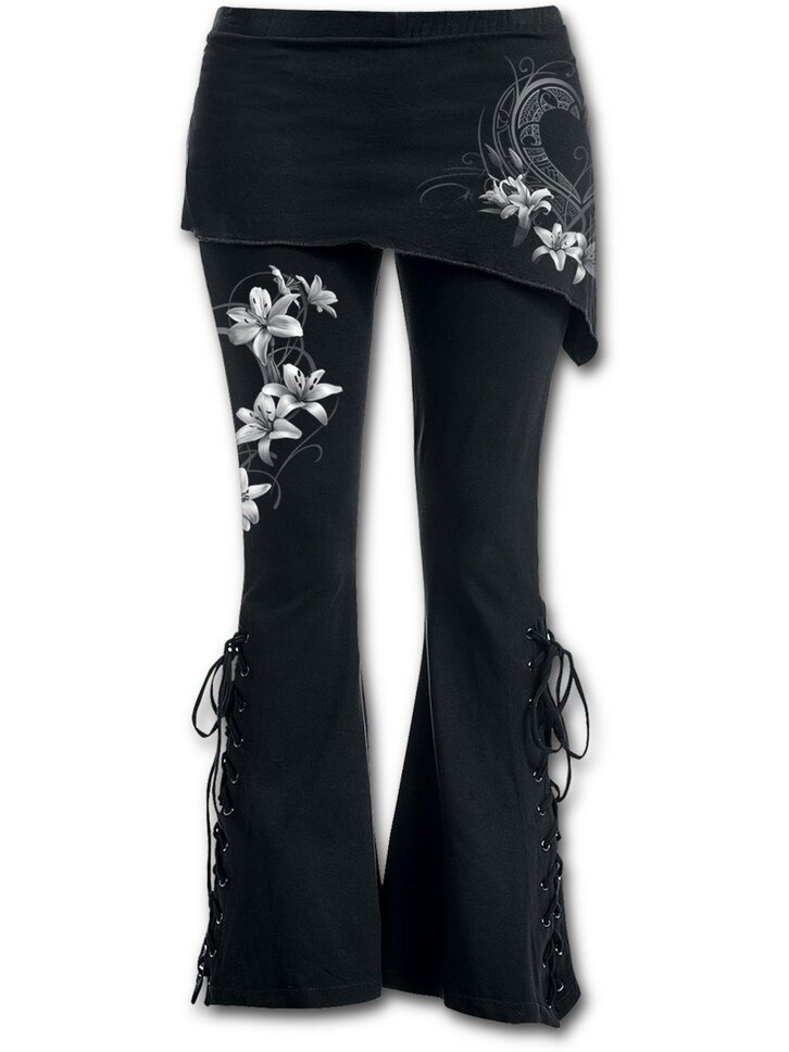 Zľava Dámske nohavice 2v1 Biele kvety