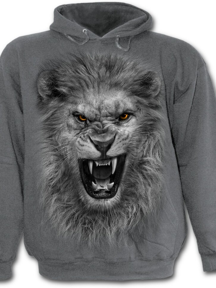 Kiárusítás Szürke kapucnis pulóver Oroszlán üvöltés 