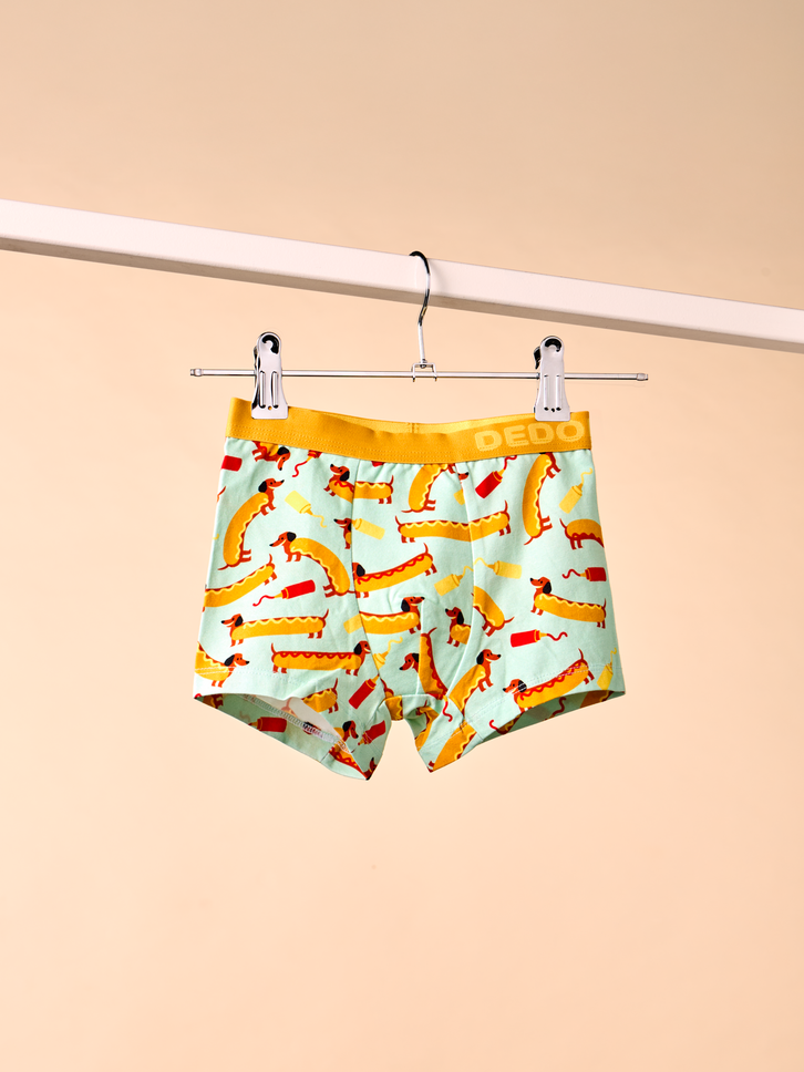 Eredeti ajándék a Dedolestől Vidám fiú bokszeralsó Hot-dog