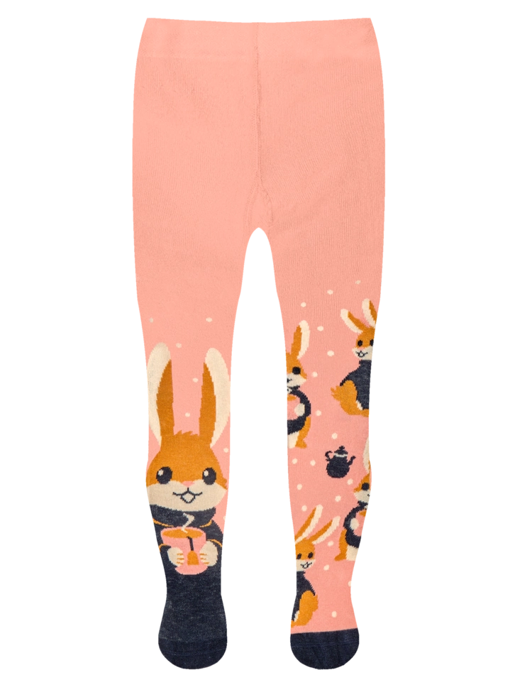 Hľadáte originálny a nezvyčajný darček? Obdarovaného zaručene prekvapí Živahne otroške hlačne nogavice Zajček in čaj