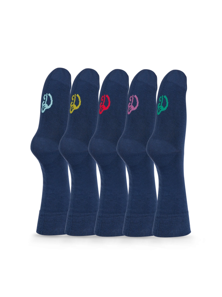 Lifestyle foto Päťbalenie vysokých ponožiek Modrý Klasik