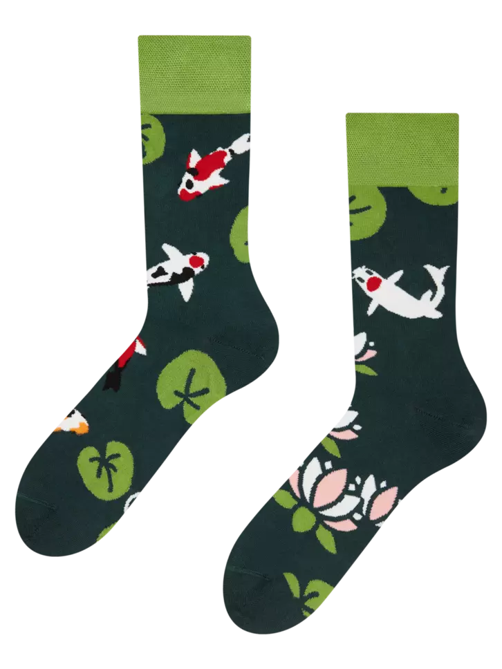 Pre dokonalý a originálny outfit Veselé bambusové ponožky Rybky koi a lekná