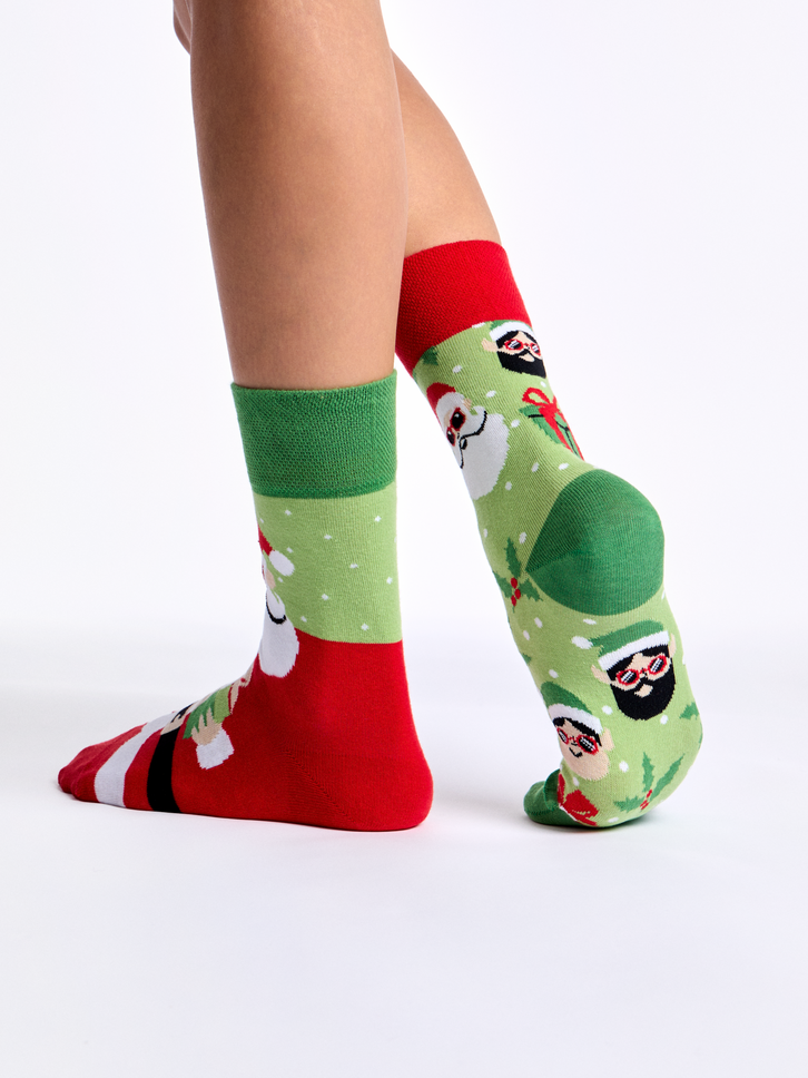 Chaussettes rigolotes Pere Noel et elfes Dedoles