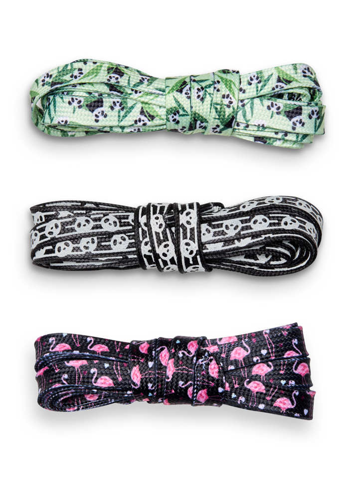 Potešte sa týmto kúskom Dedoles Комплект от 3 чифта весели връзки за обувки Панди и фламинги