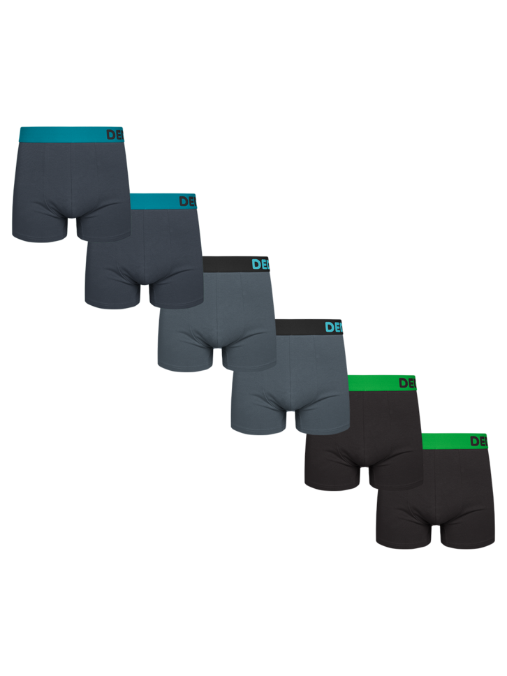 Tip na darček Set 6 pánskych boxeriek - Modro-sivé odtiene