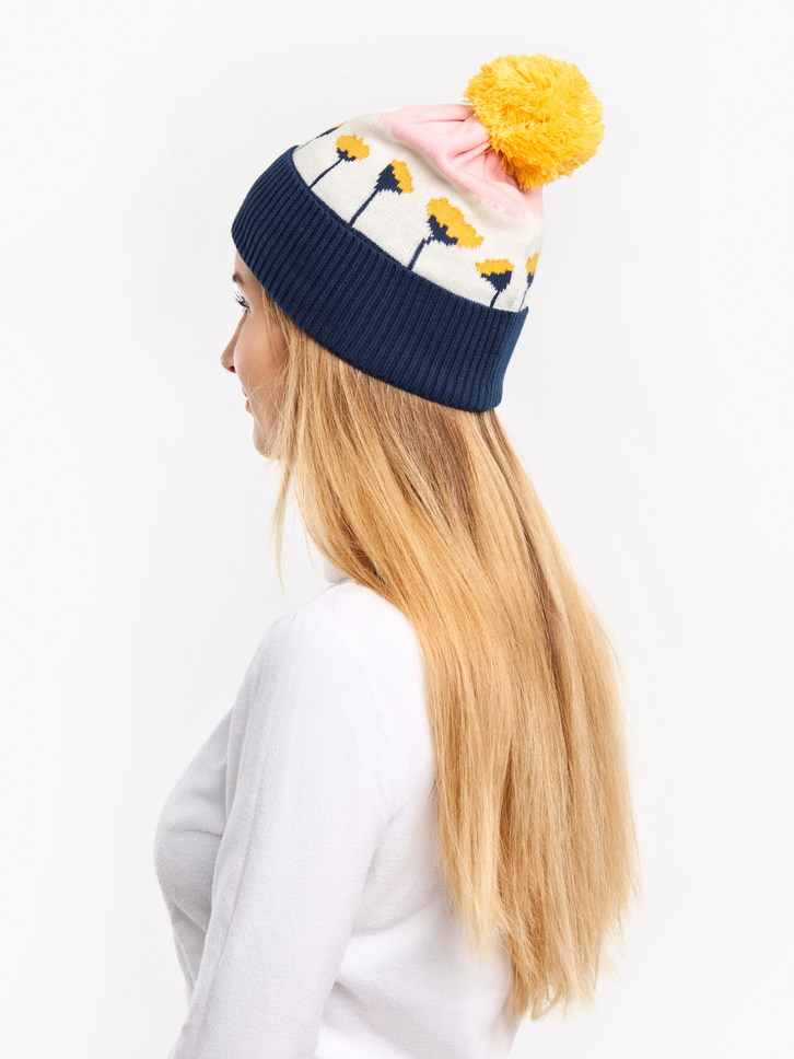 Výpredaj Berretto con pon-pon Buonumore Fiori invernali