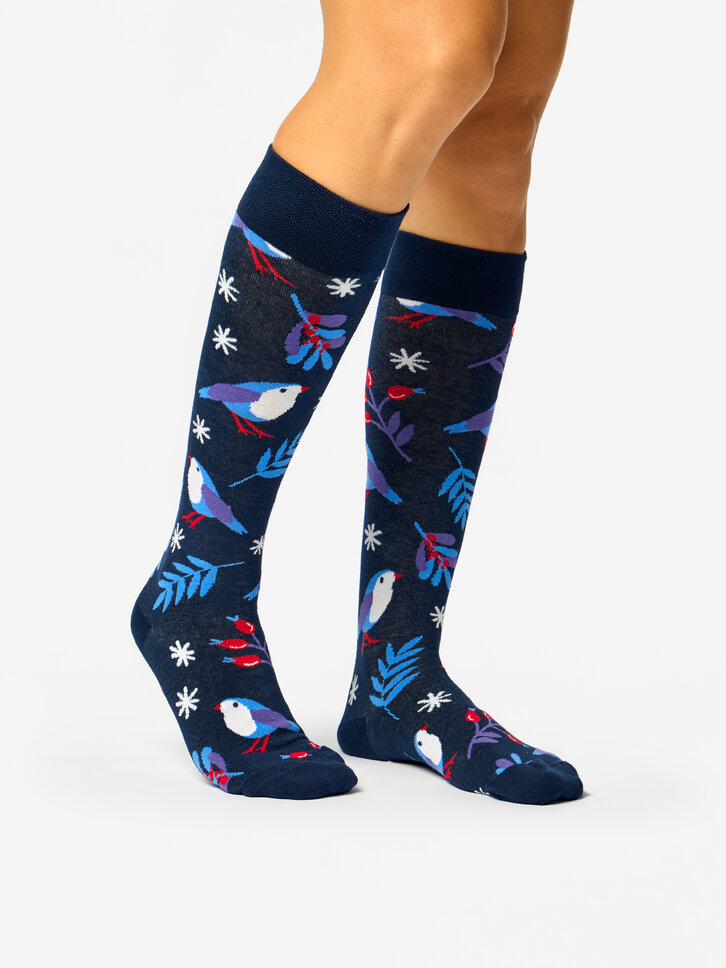 Lifestyle foto Весели чорапи до коляното Зимна птица