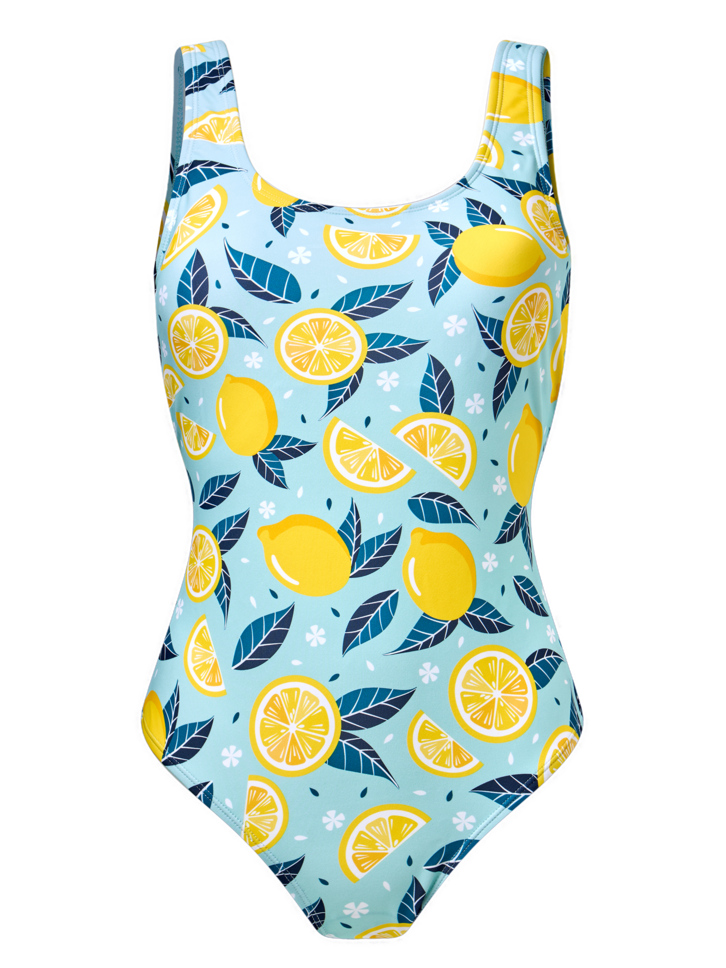 Foto Vidám egyrészes női fürdőruha Nyári citromok