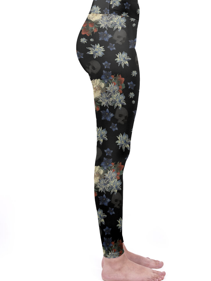 Tip na darček Дамски еластичен клин с висока талия Тъмни цветя