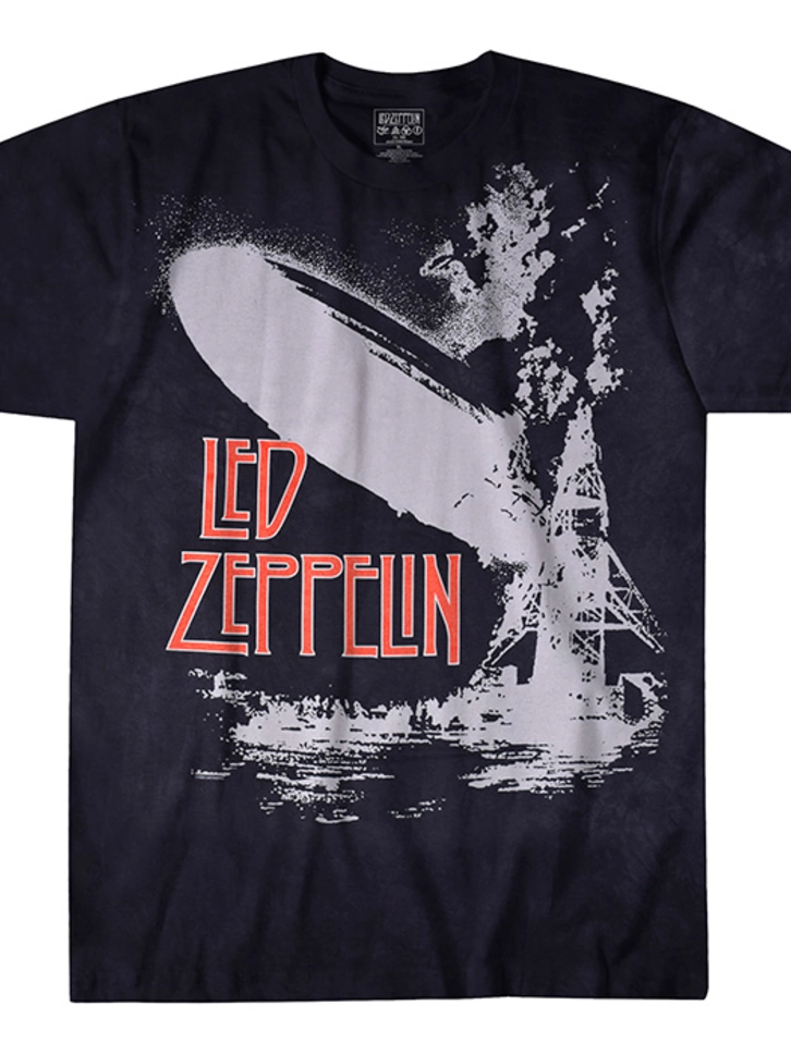 Lifestyle foto Černé batikované hudební tričko Led Zeppelin Exploding Zeppelin