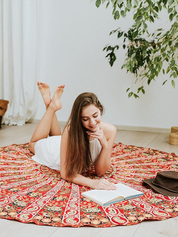 Lifestyle foto Okrúhla plážová plachta Západ slnkaxxx