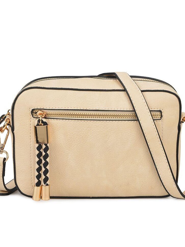 Výpredaj Béžová kabelka s predným zipsom