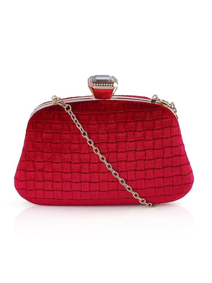 Lifestyle-Foto Handtasche in Etui-Form Samt Rot