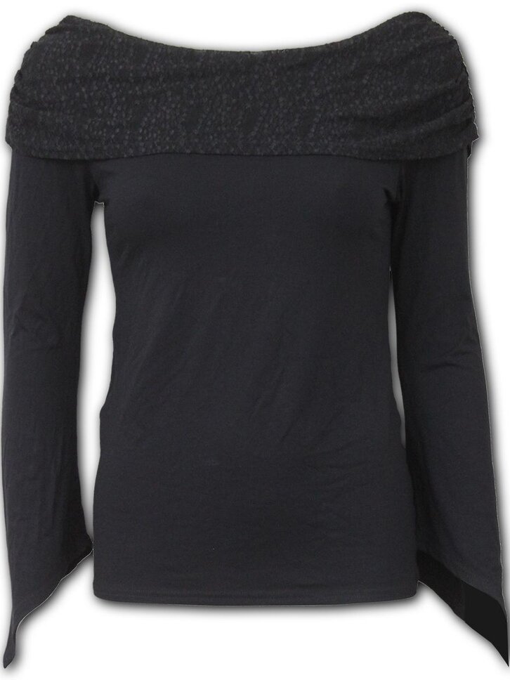 Sleva Dámské triko s odhalenými rameny Černá klasika