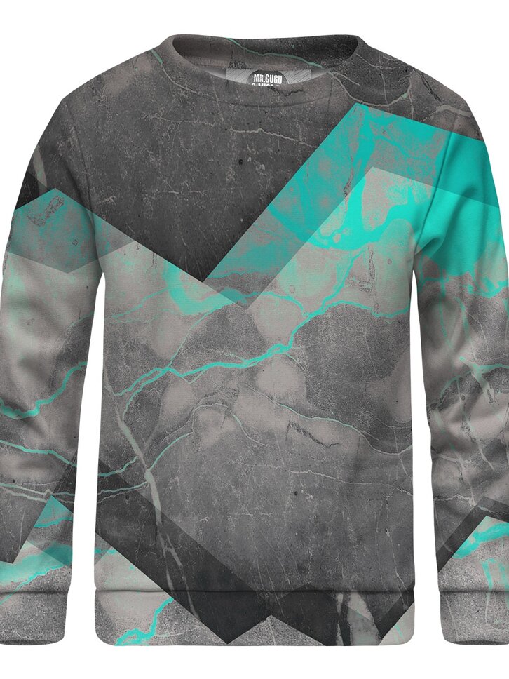 Pre dokonalý a originálny outfit Детски суичър без качулка Marble Cyan