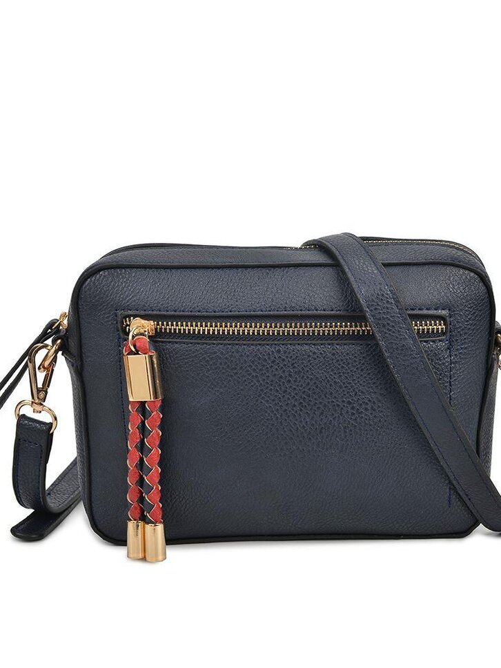 Zľava Modrá kabelka s predným zipsom