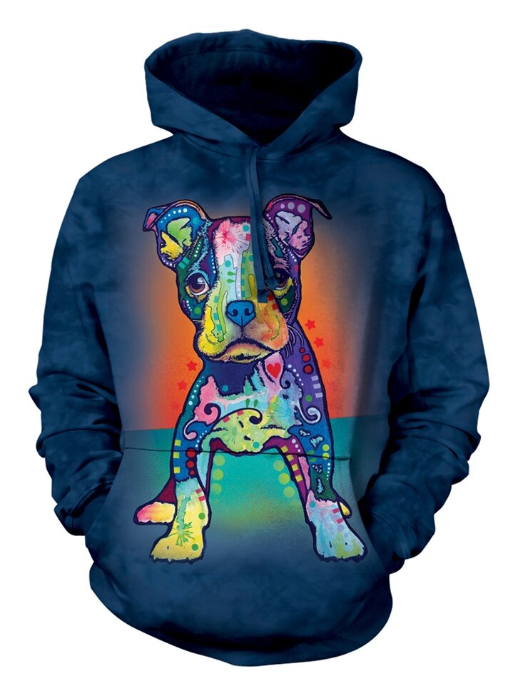 Lifestyle foto Mikina s kapucňou Russo Šteniatko pitbula