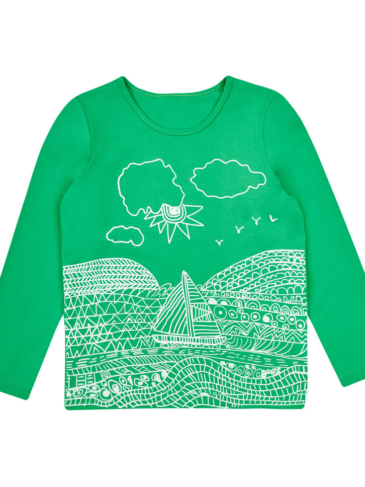 Výjimečný dárek od Dedoles Dětská zelená mikina bez kapuce Letní krajina