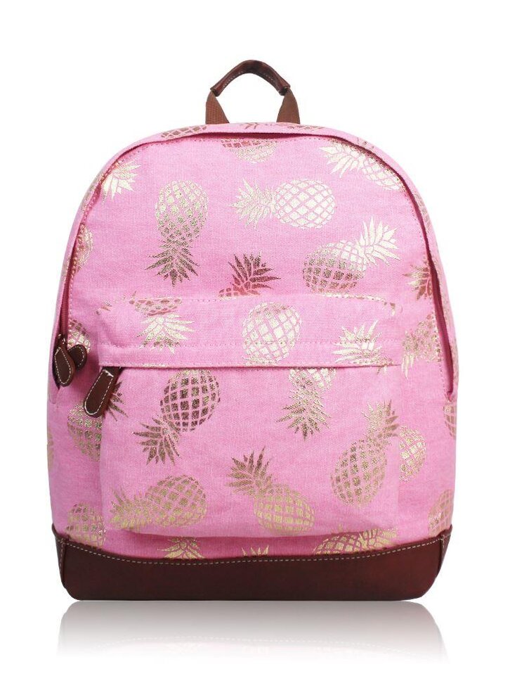 Výprodej Růžový  batoh s jednou kapsou Zlaté ananasy  