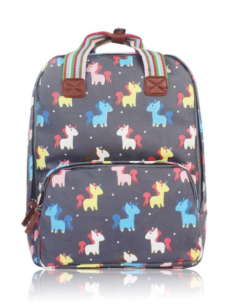 Foto Šedý batoh na notebook Pohádkoví jednorožci