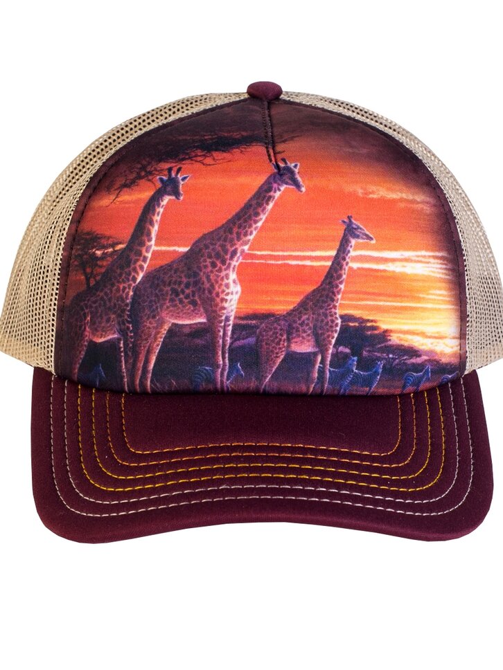 Foto Kappe mit Netz Giraffen in Savanne 