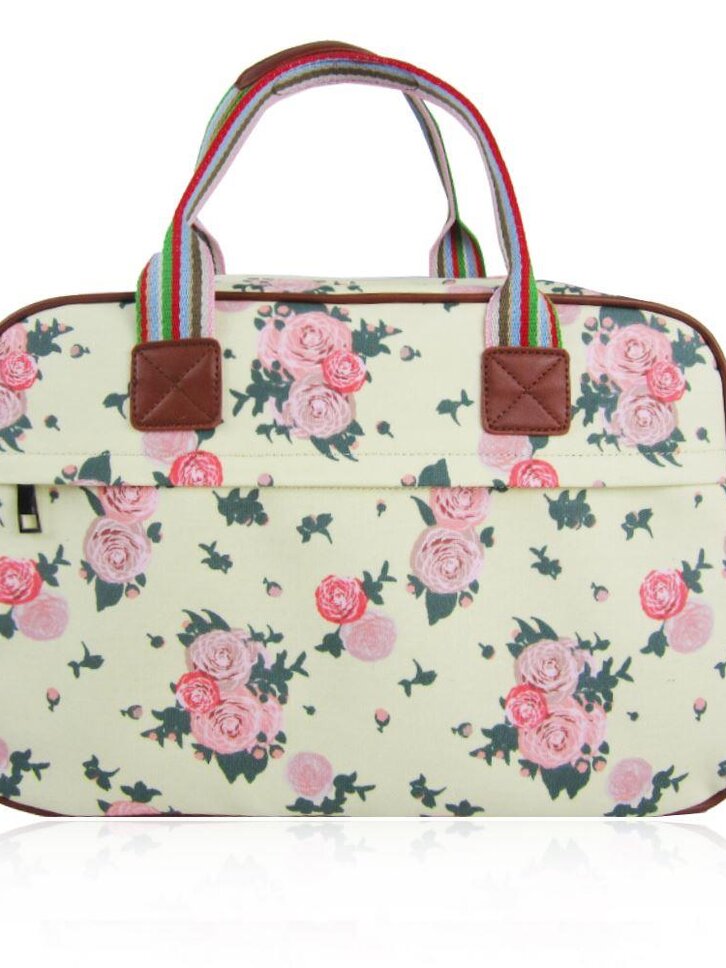 Tip na dárek Velká béžová  cestovní taška  Růže