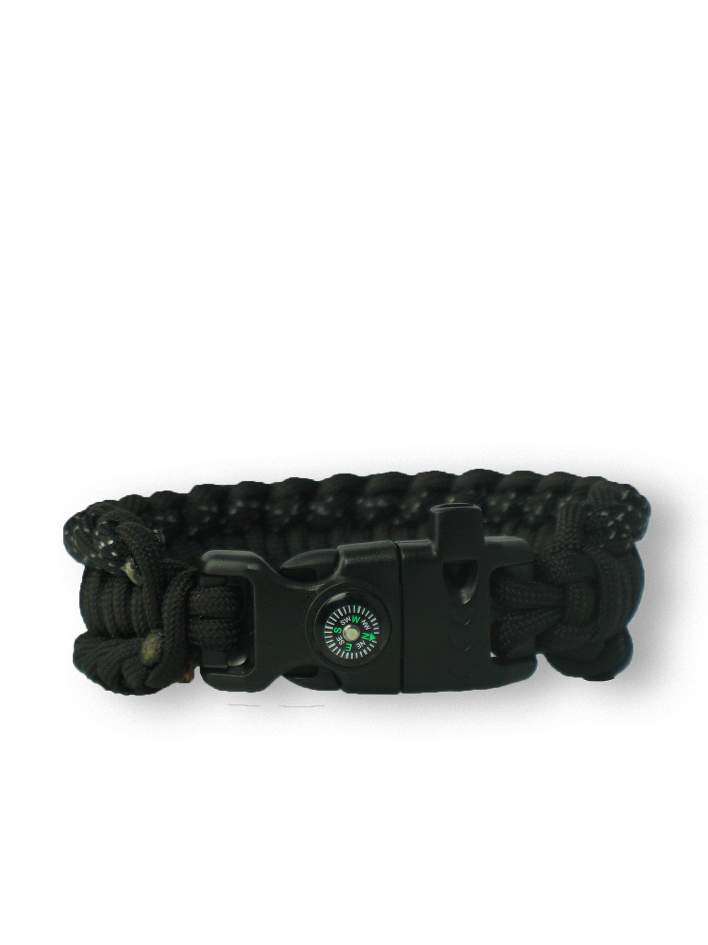 Black Paracord Bracelet Salvadora With Fire Starter, Compass and