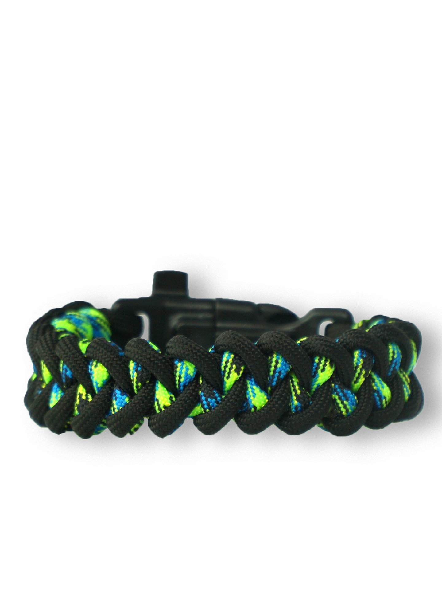 Black & Green Paracord Bracelet Shark With Fire Starter, Compass and