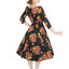 Sleva Černé retro květované pin up šaty s rukávem 