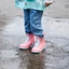 Foto Lustige flamingorosa Regenstiefel für Kinder 