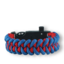Výpredaj Modro-červený paracord náramok s kresadlom, kompasom a píšťalkou Shark