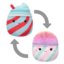Zľava SQUISHMALLOWS 2v1 ľadová drť Tucker a cukrová vata Bevin, 13 cm