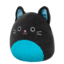 Zľava Peluche Squishmallows de 20 cm Eponine le chat noir au ventre duveteux bleu néon et aux oreilles scintillantes