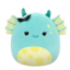 ОТСТЪПКА Плюшена играчка Squishmallows Синьозеленото блатно чудовище с петнисто коремче и фибичка с прилеп Добродушко, 20 см