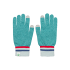 Turquoise en rood gebreide handschoenen