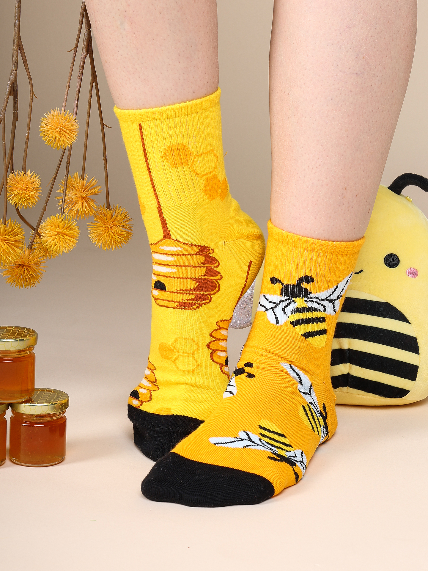 Chaussettes mi mollet rigolotes Abeilles occupees Dedoles