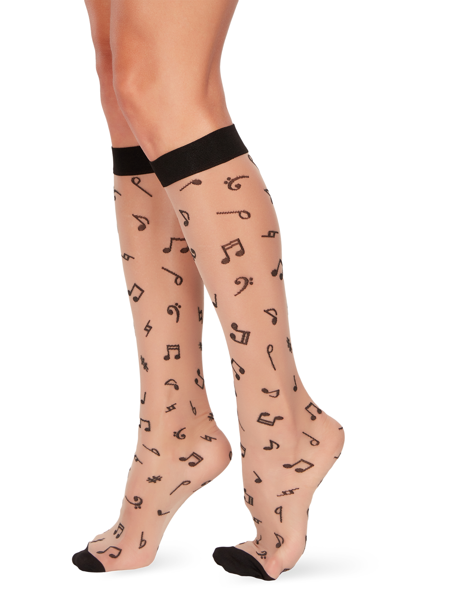 Nylon Knee High Socks Musical Notes | Dedoles